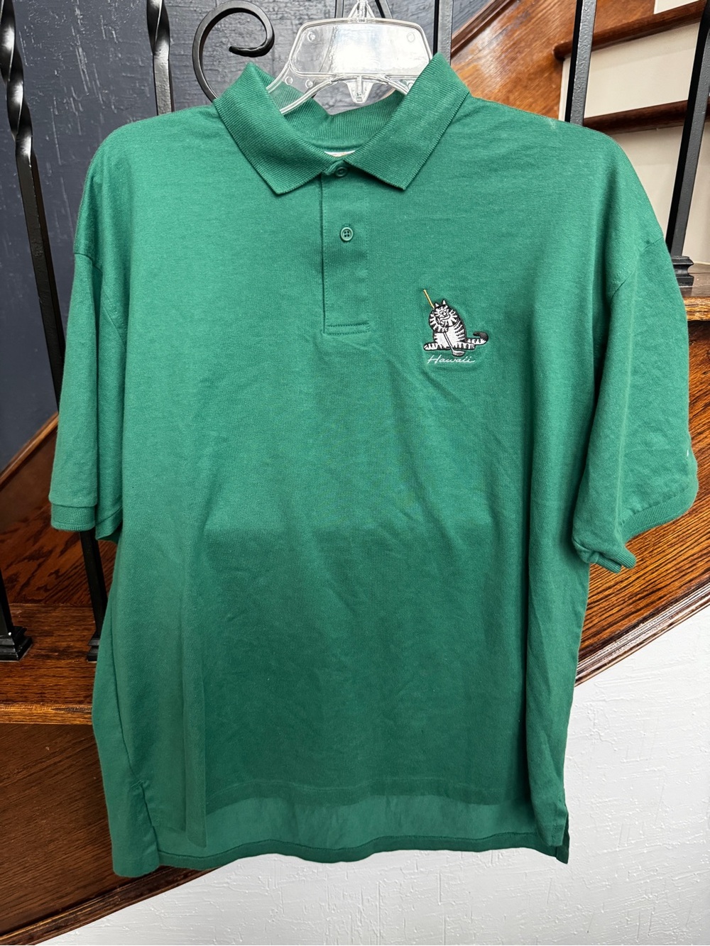 Vintage Men's Large Green Short-Sleeve Polo Golf B. Kliban Crazy Shirts Hawaii